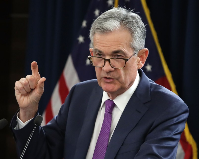 WASHINGTON, DC - SEPTEMBER 26:  Federal Reserve Board Chairman Jerome Powell speaks during a news conference on September 26, 2018 in Washington, DC.  The Fed raised short-term interest rates by a quarter percentage point as expected today, with market watchers expecting one more increase this year and three more in 2019.  (Photo by Mark Wilson/Getty Images)