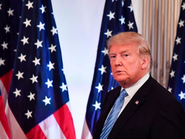 US President Donald Trump arrives to a press conference on September 26, 2018, on the sidelines of the United Nations General Assembly (UNGA) in New York. (Photo by Nicholas Kamm / AFP)        (Photo credit should read NICHOLAS KAMM/AFP/Getty Images)