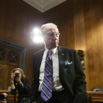 WASHINGTON, DC - SEPTEMBER 27:  Senator Chuck Grassley checks outs the media area before the Senate Judiciary Committee hearing on the nomination of Brett Kavanaugh to be an associate justice of the Supreme Court of the United States,  on Capitol Hill September 27, 2018 in Washington, DC. A professor at Palo Alto University and a research psychologist at the Stanford University School of Medicine, Ford has accused Supreme Court nominee Judge Brett Kavanaugh of sexually assaulting her during a party in 1982 when they were high school students in suburban Maryland. (Photo By Michael Reynolds-Pool/Getty Images)