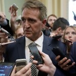 WASHINGTON, DC - SEPTEMBER 28:  U.S. Sen. Jeff Flake (R-AZ) speaks to members of the media after a meeting in the office of Senate Majority Leader Sen. Mitch McConnell (R-KY) September 28, 2018 at the U.S. Capitol in Washington, DC. President Donald Trump has ordered a one-week-long supplemental FBI background investigation into sexual assault allegations made against Supreme Court nominee Judge Brett Kavanaugh after Sen. Flake requested to delay the full Senate vote for the investigation.  (Photo by Alex Wong/Getty Images) *** Local Caption *** Jeff Flake