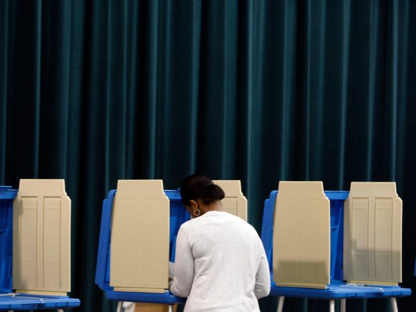 A voter during early morning voting at the Hilburn Drive Academy polling place in Raleigh, North Carolina, Tuesday, May 8, 2012. (Shawn Rocco/Raleigh News & Observer/MCT)