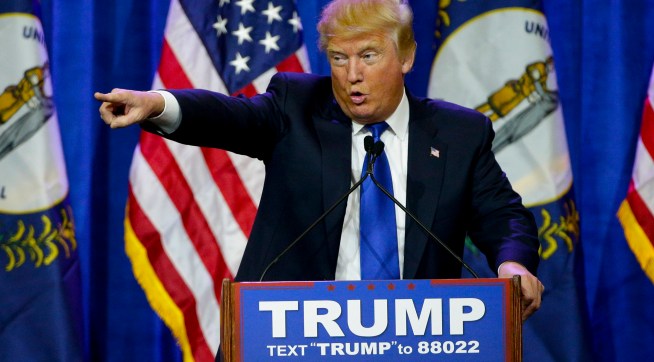 Presidential candidate Donald Trump speaks to a couple thousand supporters in Louisville, Ky., on Tuesday March 1, 2016. (Mark Cornelison/Lexington Herald-Leader/TNS)