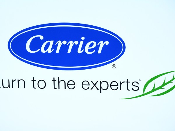 LAS VEGAS, NV - JANUARY 09:  A Carrier Corp. logo is displayed during CES 2018 at the Sands Expo and Convention Center on January 9, 2018 in Las Vegas, Nevada. CES, the world's largest annual consumer technology trade show, runs through January 12 and features about 3,900 exhibitors showing off their latest products and services to more than 170,000 attendees.  (Photo by Ethan Miller/Getty Images)