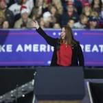 RNC chair Ronna Romney McDaniel waves to the crowd during a Make America Great Again rally at Total Sports Park in Washington Township, Mich., on Saturday, April 28, 2018. (Junfu Han/Detroit Free Press/TNS)