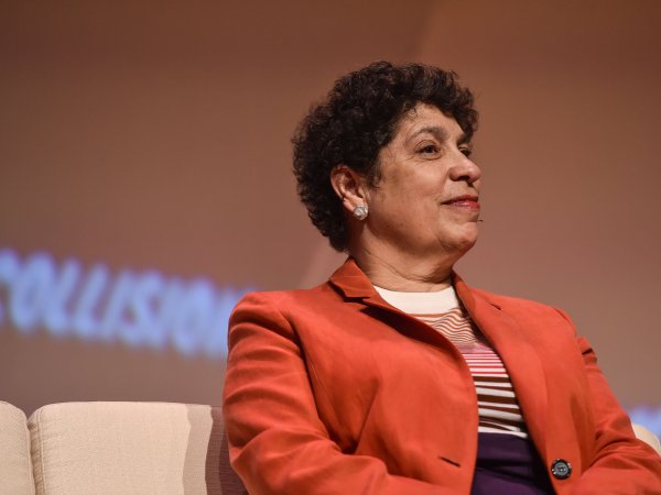 Louisiana , United States - 3 May 2018; Susan Herman, President, American Civil Liberties Union on centre stage during day three of Collision 2018 at Ernest N. Morial Convention Center in New Orleans. (Photo By Seb Daly/Sportsfile via Getty Images)