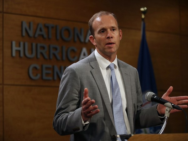 MIAMI, FL - MAY 30:  Brock Long, FEMA's director, speaks to the media during a visit to the National Hurricane Center on May 30, 2018 in Miami, Florida. Mr. Long urged people to prepare for the upcoming hurricane season that officially begins on June 1, 2018 and ends on November 30th.  (Photo by Joe Raedle/Getty Images)