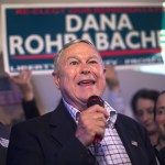 COSTA MESA, CA - JUNE 05: Republican Rep. Dana Rohrabacher, 48th District, speaks to supporters on election night at his campaign headquarters on June 5, 2018 in Costa Mesa, California. California could play a determining role in upsetting Republican control the U.S. Congress. Democrats hope to win 10 of the 14 seats held by Republicans.   (Photo by David McNew/Getty Images)