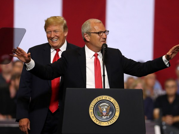U.S. president Donald Trump speaks to supporters during a campaign rally at Scheels Arena on June 27, 2018 in Fargo, North Dakota. President Trump held a campaign style "Make America Great Again" rally in Fargo, North Dakota with thousands in attendance.