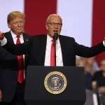 U.S. president Donald Trump speaks to supporters during a campaign rally at Scheels Arena on June 27, 2018 in Fargo, North Dakota. President Trump held a campaign style "Make America Great Again" rally in Fargo, North Dakota with thousands in attendance.