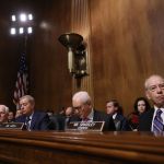 WASHINGTON, DC - SEPTEMBER 27:  Senate Judiciary Committee members (L-R) Sen. John Cornyn (R-TX), Sen. Lindsey Graham (R-SC), Sen. Orrin Hatch (R-UT) and Chairman Charles Grassley listens to testimony from Christine Blasey Ford in the Dirksen Senate Office Building on Capitol Hill September 27, 2018 in Washington, DC. A professor at Palo Alto University and a research psychologist at the Stanford University School of Medicine, Ford has accused Supreme Court nominee Judge Brett Kavanaugh of sexually assaulting her during a party in 1982 when they were high school students in suburban Maryland.  (Photo by Win McNamee/Getty Images)