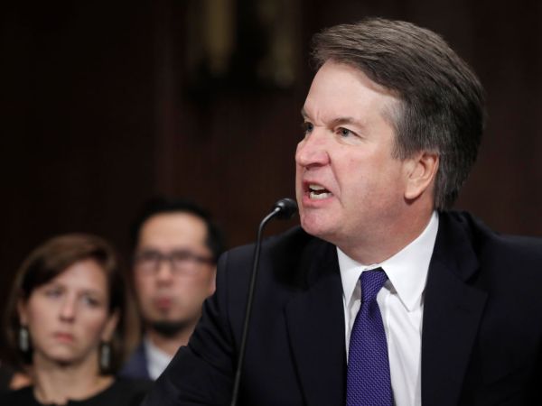 WASHINGTON, DC - SEPTEMBER 27: U.S. Supreme Court nominee Brett Kavanaugh testifies before a Senate Judiciary Committee confirmation hearing for Kavanaugh on Capitol Hill September 27, 2018 in Washington, DC. A professor at Palo Alto University and a research psychologist at the Stanford University School of Medicine, Ford has accused Supreme Court nominee Judge Brett Kavanaugh of sexually assaulting her during a party in 1982 when they were high school students in suburban Maryland. (Photo by Jim Bourg-Pool/Getty Images)