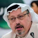 FILE - In this Feb. 1, 2015, file photo, Saudi journalist Jamal Khashoggi speaks during a press conference in Manama, Bahrain. The Washington Post said Wednesday, Oct. 3, 2018, it was concerned for the safety of Khashoggi, a columnist for the newspaper, after he apparently went missing after going to the Saudi Consulate in Istanbul. (AP Photo/Hasan Jamali, File)