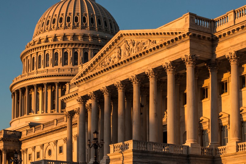 The Capitol is seen at sunrise  in Washington, Monday, Oct. 1, 2018. (AP Photo/J. Scott Applewhite)
