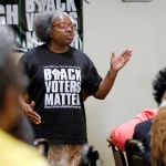 In this Aug. 24, 2018 photo, Betty L. Petty of Sunflower County Parents and Students United, addresses a meeting of the Black Voters Matter Fund and several Mississippi grassroots organizations at MACE, Mississippi Action for Community Education, headquarters in Greenville, Miss. The meeting was in part to introduce national media to hands-on organizations that work throughout the Mississippi Delta to build interest and excitement for the upcoming election, explore local issues, document the campaigning in locales with important upcoming races where black turnout might be key. (AP Photo/Rogelio V. Solis)