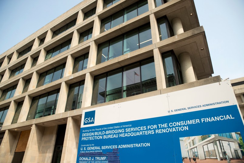 The construction site for the Consumer Financial Protection Bureau's new headquarters in Washington, Monday, Aug. 27, 2018. Seth Frotman, the nation’s top government official overseeing the $1.5 trillion student loan market is resigning, citing what he says is the White House’s open hostility toward protecting student loan borrowers. (AP Photo/Andrew Harnik)