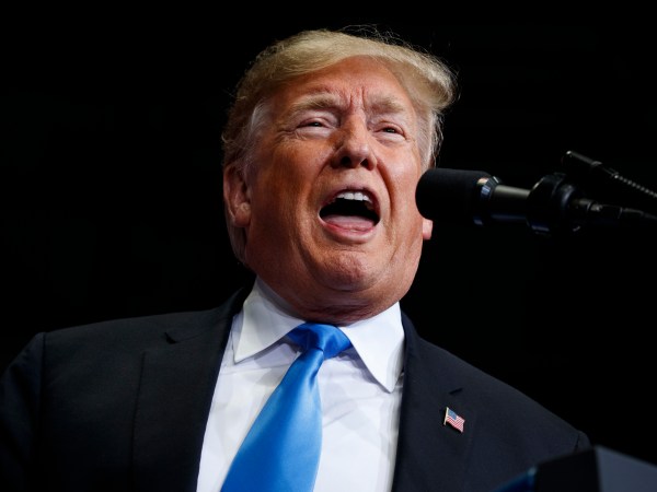 President Donald Trump speaks during a campaign rally at Bojangles' Coliseum, Friday, Oct. 26, 2018, in Charlotte, N.C. (AP Photo/Evan Vucci)