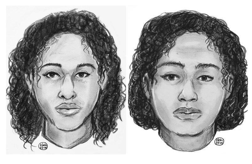 In this undated police sketch provided by the New York Police Department, sisters  Rotana, left and Tala Farea are shown. The New York Police Department says the sister's bodies  were found bound together lying on rocks along the Hudson River on Wednesday, Oct. 24, 2018. (New York Police Department via AP)