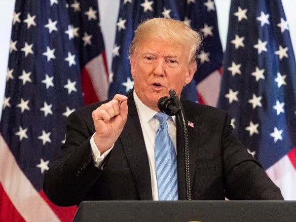 NEW YORK, NY, UNITED STATES - 2018/09/26: US President Donald Trump attends a press conference at the Lotte New York Palace Hotel in New York City. Trump is in New York for the United Nations general assembly. (Photo by Michael Brochstein/SOPA Images/LightRocket via Getty Images)