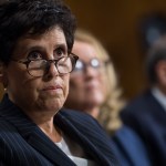 UNITED STATES - SEPTEMBER 27: Christine Blasey Ford, center, flanked by attorneys Debra Katz and Michael Bromwich, testifies during the Senate Judiciary Committee hearing on the nomination of Brett M. Kavanaugh to be an associate justice of the Supreme Court of the United States, focusing on allegations of sexual assault by Kavanaugh against Christine Blasey Ford in the early 1980s. (Photo By Tom Williams/CQ Roll Call/POOL)