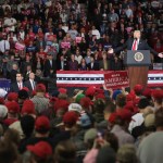 TOPEKA, KS - OCTOBER 06:  President Donald Trump speaks to supporters at the Kansas Expocenter on October 6, 2018 in Topeka, Kansas. Trump scored a political victory today when Judge Brett Kavanaugh was confirmed by the Senate to become the next Supreme Court justice.  (Photo by Scott Olson/Getty Images) *** Local Caption *** Sup[