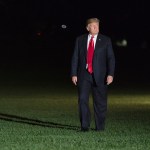 October 10, 2018 - Washington, DC, United States: United States President Donald J. Trump returns to The White House after attending political events in Erie, PA. (Chris Kleponis / Polaris)
