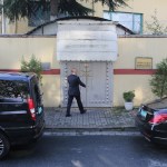 IZMIR, TURKEY - OCTOBER 12: A man walk through the entrance of the Saudi Arabia's consulate on October 12, 2018 in Istanbul, Turkey. Fears are growing over the fate of missing journalist Jamal Khashoggi after Turkish officials said they believe he was murdered inside the Saudi consulate. Saudi consulate officials have said that missing writer and Saudi critic Jamal Khashoggi went missing after leaving the consulate, however the statement directly contradicts other sources including Turkish officials. Jamal Khashoggi a Saudi writer critical of the Kingdom and a contributor to the Washington Post was living in self-imposed exile in the U.S. (Photo by Stringer/Getty Images)