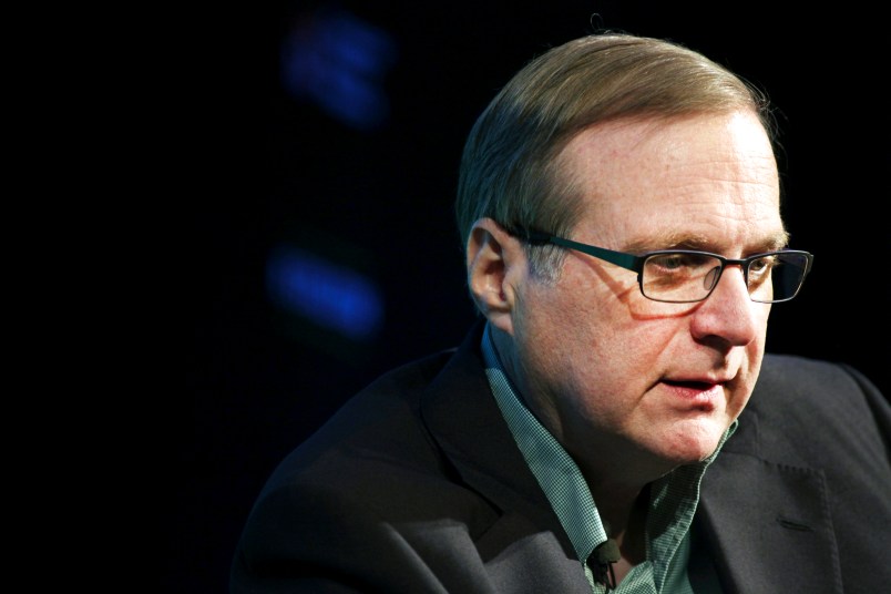 Microsoft co-founder Paul Allen discusses his new memoir "Idea Man" during an appearance at the Computer History Museum in Mountain View, California.
