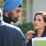 Dina Powell, U.S. Deputy National Security Advisor for Strategy to President Donald Trump, speaks with members of India's delegation, before President Donald Trump and Prime Minister Narendra Modi of India's joint press conference in the Rose Garden of the White House, on Monday, June 26, 2017. (Photo by Cheriss May) (Photo by Cheriss May/NurPhoto)