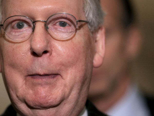 U.S. President Donald Trump and Senate Majority Leader Mitch McConnell (R-KY) head for the weekly Senate Republican Policy Committee luncheon in the U.S. Capitol November 28, 2017 in Washington, DC. Republicans in the Senate hope to pass their tax cut legislation this week and work with the House of Representatives to get a bill to Trump before Christmas.
