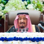 In this photo provided by the Saudi Press Agency, SPA, Saudi King Salman gives his annual policy speech in the ornate hall of the consultative Shura Council, Monday, Nov. 19, 2018, Riyadh, Saudi Arabia. Salman gave his first major speech since the killing of journalist Jamal Khashoggi by Saudi agents, expressing support for his son, the crown prince, and making no mention of the accusations that the prince ordered the killing. Monday’s speech highlighted the kingdom’s priorities for the coming year, focusing on issues such as the war in Yemen, security for Palestinians, stability in the oil market, countering rival Iran and job creation for Saudis.  (AP Photo/Saudi Press Agency)