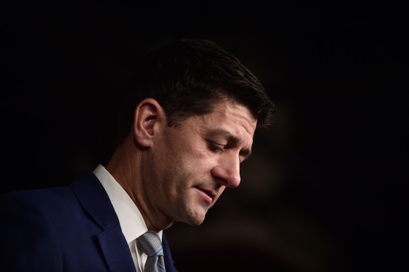 WASHINGTON, DC - SEPTEMBER 13: House Speaker Paul Ryan (R-WI) speaks to the media during his weekly news conference at the U.S. Capitol on September 13, 2018 in Washington, DC. (Photo by Astrid Riecken/Getty Images)