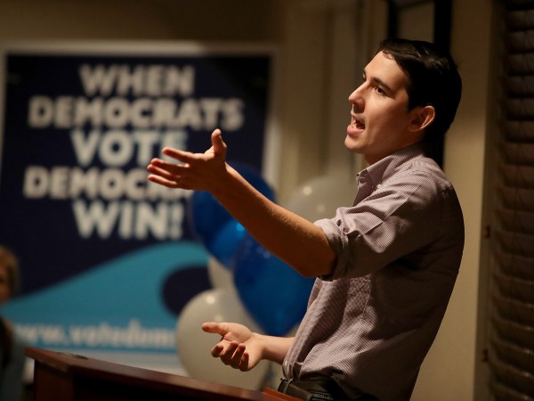 California democratic congressional candidate Josh Harder speaks during a town hall style meeting at a Best Western hotel on October 4, 2018 in Patterson, California. Democrat congressional candidate Josh Harder is running against republican incumbent U.S. Rep. Jeff Denham (R-CA) in California 10th district. According to a new poll by the University of California, Berkeley Institute for Governmental Studies that was released today shows Harder with a 5 percentage point lead over Denham.