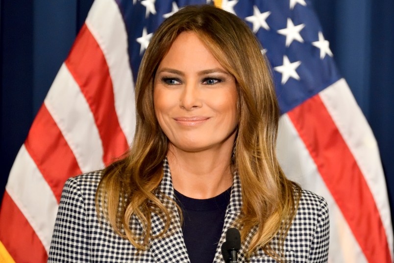 First Lady Melania Trump delivers remarks  at a conference on Neonatal Abstinence Syndrome (NAS) at Thomas Jefferson University Hospital, in Philadelphia, PA, on October 17, 2018. (Photo by Bastiaan Slabbers/NurPhoto)