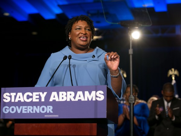 ATLANTA, GA - NOVEMBER 06:  Democratic Gubernatorial candidate Stacey Abrams addresses supporters at an election watch party on November 6, 2018 in Atlanta, Georgia.  Abrams and her opponent, Republican Brian Kemp, are in a tight race that is too close to call.  A runoff for Georgia's governor is likely.  (Photo by Jessica McGowan/Getty Images)