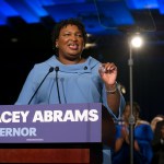 ATLANTA, GA - NOVEMBER 06:  Democratic Gubernatorial candidate Stacey Abrams addresses supporters at an election watch party on November 6, 2018 in Atlanta, Georgia.  Abrams and her opponent, Republican Brian Kemp, are in a tight race that is too close to call.  A runoff for Georgia's governor is likely.  (Photo by Jessica McGowan/Getty Images)