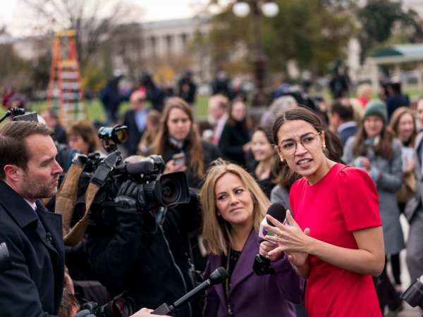 WASHINGTON, DC - On the US Capitol east front plaza 116th Congressional freshman Representatives are interviewed, like Alexandria Ocasio-Cortez (D-NY), after the Member-Elect class photo on the Capitol Hill in Washington, DC on Wednesday November 14, 2018. (Photo by Melina Mara/The Washington Post)