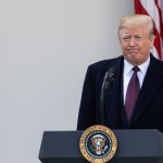 U.S. President Donald Trump speaks before pardoning the National Thanksgiving Turkey, ‘Peas,’ in the Rose Garden at the White House, in Washington, DC., on Tuesday November 20, 2018. Following the presidential pardon, Peas will join Carrots, the other pardoned turkey, at Virginia Tech’s "Gobblers Rest" exhibit in Blacksburg, Virginia.(Photo by Cheriss May/NurPhoto)