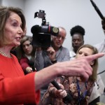 WASHINGTON, DC - NOVEMBER 14: House Minority Leader Nancy Pelosi (D-CA) talks to journalists before heading into a Democratic caucus meeting in the U.S. Capitol Visitors Center November 14, 2018 in Washington, DC. Democrats gained 33 seats in the House of Representatives in the midterm elections so far and appear on track to gain between 35 and 40 once all the counting is complete, putting them in control of the chamber in 2019. (Photo by Chip Somodevilla/Getty Images)