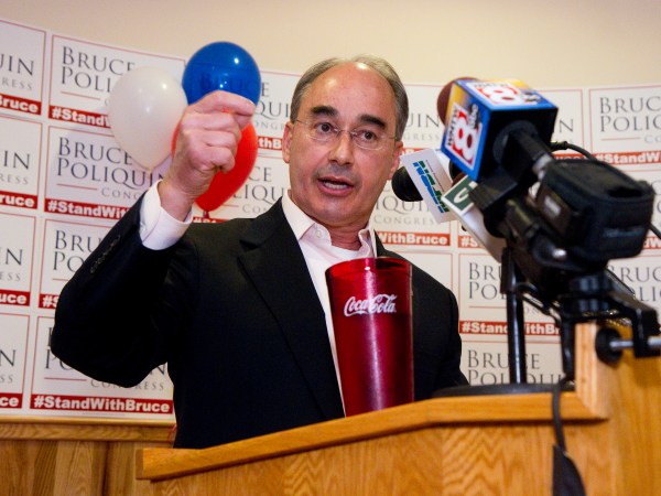 BANGOR, ME - JUNE 10: Bruce Poliquin makes his victory speech at Dysarts Broadway in Bangor on June 10, 2014. (Photo by Carl D. Walsh/Staff Photographer)