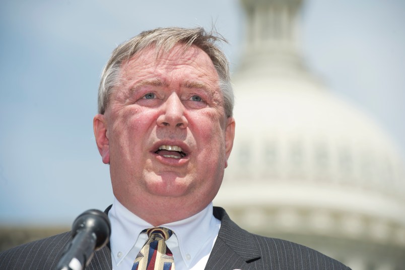 UNITED STATES - JULY 16: Rep. Steve Stockman, R-Texas, speaks during a news conference at the House Triangle, July 16, 2014, where members were announcing the formation of a Caucus on Egypt. (Photo By Tom Williams/CQ Roll Call)