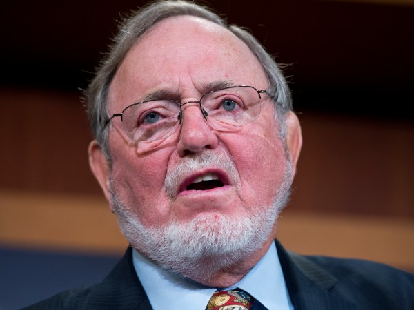 UNITED STATES - JANUARY 26:  Rep. Don Young, R-Alaska, conducts a news conference in the Capitol's Senate studio to "respond to the Obama administration's efforts to lock up millions of acres of the nation's richest oil and natural gas prospects on the Arctic coastal plain and move to block development of Alaska's offshore resources," January 26, 2015. Senate Energy and Natural Resources Chairwoman Lisa Murkowski, R-Alaska, and Sen. Dan Sullivan, R-Alaska, also attended. (Photo By Tom Williams/CQ Roll Call)