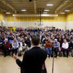 Lynn, MA- April 08, 2017: Congressman Seth Moulton answers a question during a public town hall meeting at North Shore Community College in Lynn, MA on April 08, 2017. (Globe staff photo / Craig F. Walker) section: metro reporter: