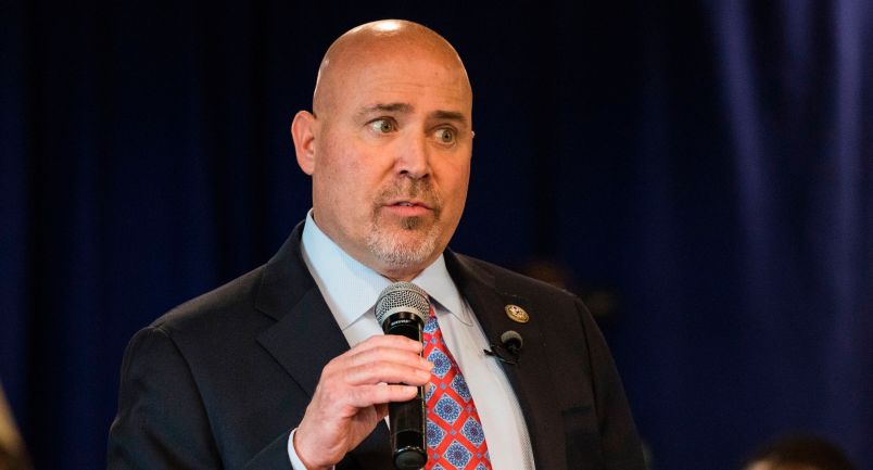 US Representative Tom MacArthur (R-NJ) speaks to constituents during a town hall meeting in Willingboro, New Jersey on May 10, 2017.MacArthur wrote the amendment to the American Health Care Act that revived the failed bill, delivering a legislative victory for US President Donald Trump. / AFP PHOTO / DOMINICK REUTER (Photo credit should read DOMINICK REUTER/AFP/Getty Images)