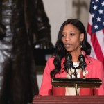 Rep. Mia Love speaks at the Commemoration of the Bicentennial of the Birth of Frederick Douglass, in Emancipation Hall of the U.S. Capitol, on Wednesday, Feb. 14, 2018. (Photo by Cheriss May/NurPhoto)