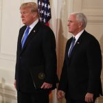 WASHINGTON, DC - NOVEMBER 07: U.S. President Donald Trump arrives with Vice President Mike Pence to give remarks a day after the midterm elections on November 7, 2018 in the East Room of the White House in Washington, DC. Republicans kept the Senate majority but lost control of the House to the Democrats. (Photo by Mark Wilson/Getty Images)