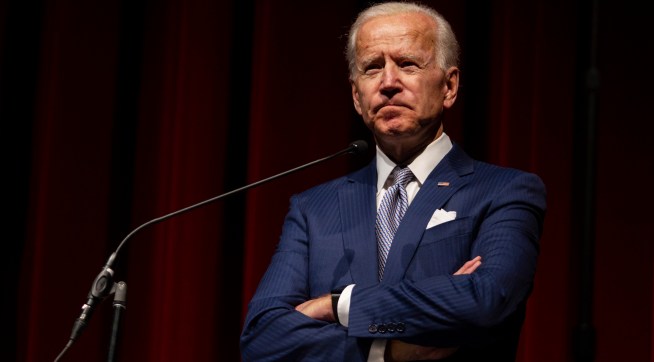 Keynote speaker former Vice President Joe Biden pauses during his speech during the UNLV William S. Boyd School of Law 20th Anniversary Gala at the Bellagio Casino in Las Vegas, Saturday, Dec. 1, 2018. The annual event serves as the school’s principal scholarship fundraiser. (AP Photo / Las Vegas Sun, Yasmina Chavez)