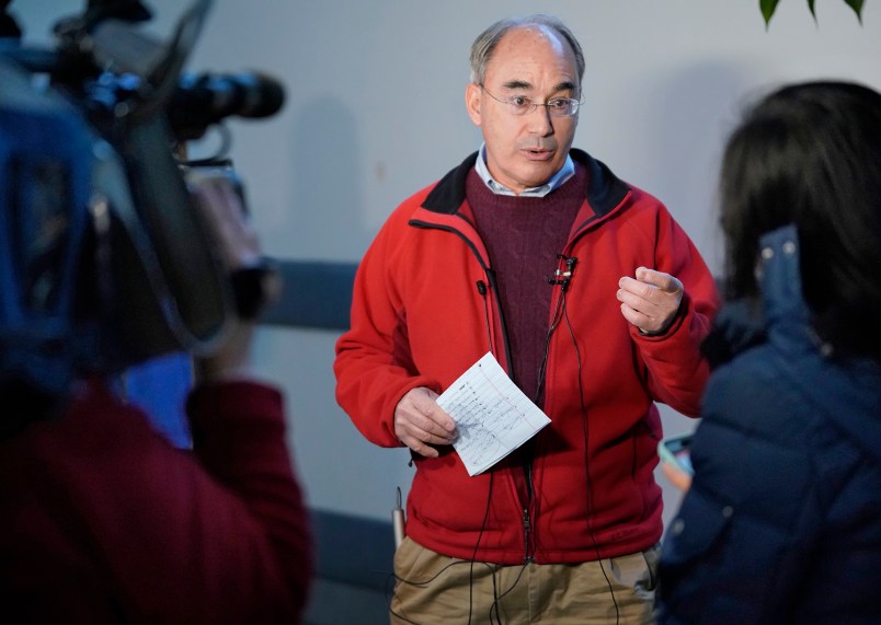 PORTLAND, ME - NOVEMBER 27: Rep. Bruce Poliquin talks to the media during a press conference at the Portland International Jetport on Tuesday, November 27, 2018. Poliquin described the ranked-choice voting process as chaotic and said that his request for a recount in the second district race is necessary to ensure the integrity of the election. (Staff photo by Gregory Rec/Staff Photographer)