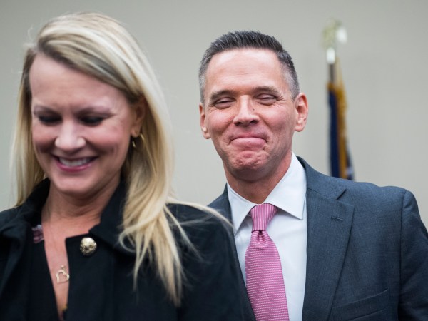 UNITED STATES - NOVEMBER 30: Rep.-elect Ross Spano, R-Fla., and his wife, Amie, are seen after drawing in the new member room lottery for office space in Rayburn Building on November 30, 2018. (Photo By Tom Williams/CQ Roll Call)