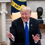 WASHINGTON, DC - DECEMBER 11 : President Donald J. Trump debates with House Minority Leader Nancy Pelosi, D-Calif., left, and Senate Minority Leader Chuck Schumer, D-N.Y., right, as Vice President Mike Pence listens during a meeting in the Oval Office of White House on Tuesday, Dec. 11, 2018 in Washington, DC. (Photo by Jabin Botsford/The Washington Post via Getty Images)