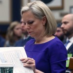 WASHINGTON, DC - DECEMBER 20:  Homeland Security Secretary Kirstjen Nielsen looks at her papers while testifing to a House Judiciary Committee  on Capitol Hill, December 20, 2018 in Washington, DC. The committee is hearing testimony about oversight of the department.  (Photo by Mark Wilson/Getty Images)
